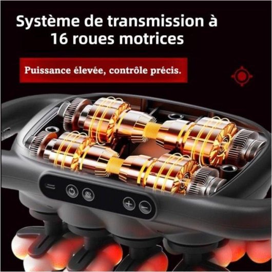 Pistolet de massage Nobrand 16 tetes, 9 modes, chaleur rouge, USB-C