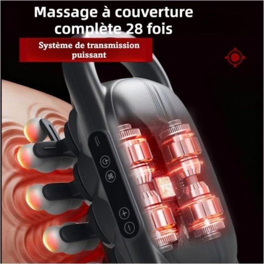 Pistolet de massage Nobrand 16 tetes, 9 modes, chaleur rouge, USB-C