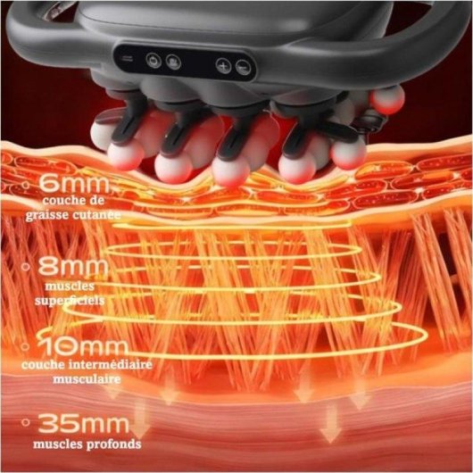 Pistolet de massage Nobrand 16 tetes, 9 modes, chaleur rouge, USB-C