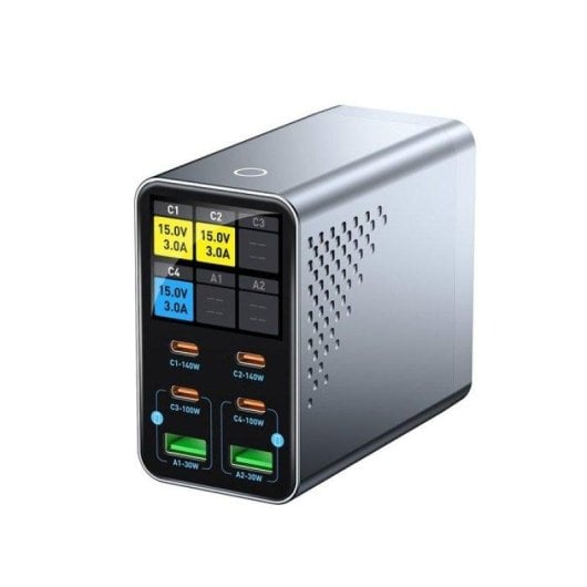 Station de charge Nobrand GaN 165W 6 appareils 4 USB-C 2 USB-A écran