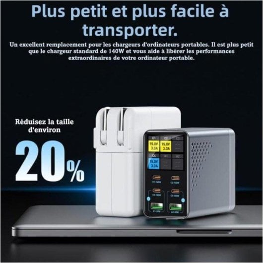 Station de charge Nobrand GaN 165W 6 appareils 4 USB-C 2 USB-A écran