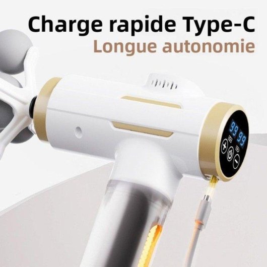 Pistolet de massage Nobrand Mini Pro 99 vitesses LCD USB-C Blanc