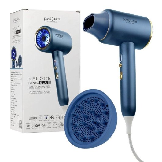 Secador de pelo iónico PostQuam Veloce Ionic Blue 2200 W 3 temperaturas 3 velocidades