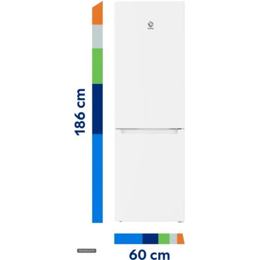 Frigorífico Combi Balay 3KFE550WI No Frost 186cm 305L E Blanco