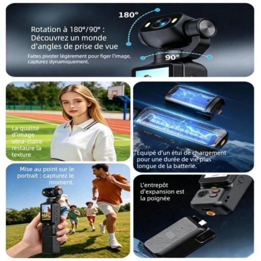 Caméra sport Nobrand 1080p EIS sans UltraWide, écran 1,97 pouces, 18650