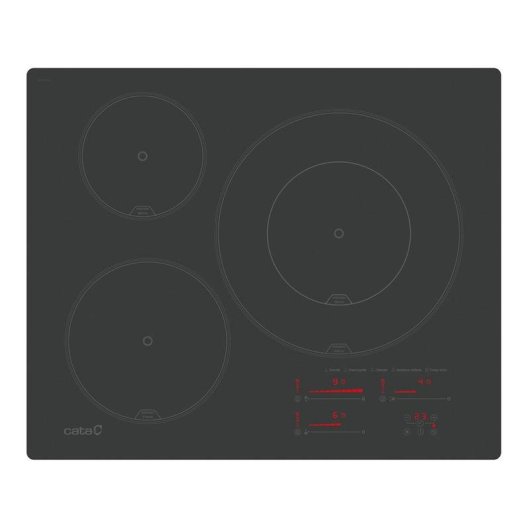 Placa de Inducao Cata INSB 6532 MB 3 Zonas Controlo Mecânico Preto