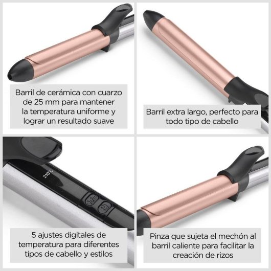 Tenacilla de pelo BaByliss Cosmos C263E cerámica 25 mm 160-210 °C 6 ajustes plata