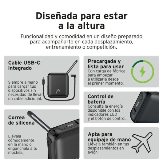 Power Bank Head Nomad 10000 mAh 20 W Apta para avión