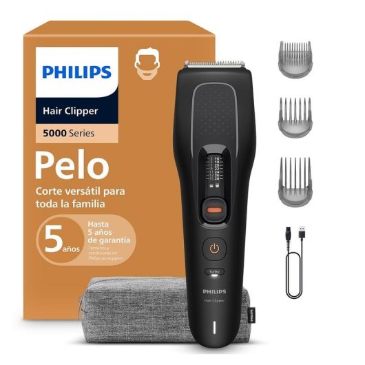 Cortapelos Philips HC5733/15 Inalámbrico 16 Longitudes 75min 3 Peines Carga Rápida