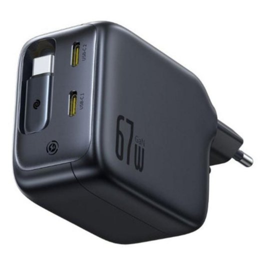 Caricatore Baseus 67 W con 3 porte USB-C 0,8 m Nero