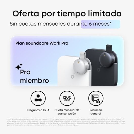 Dictáfono Anker Soundcore Work Negro 64 GB Transcripción con IA 32 h