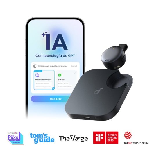 Dictáfono Anker Soundcore Work Negro 64 GB Transcripción con IA 32 h