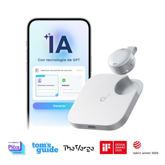 Grabadora de Voz Anker Soundcore Work con IA y Transcripción 64 GB Blanca
