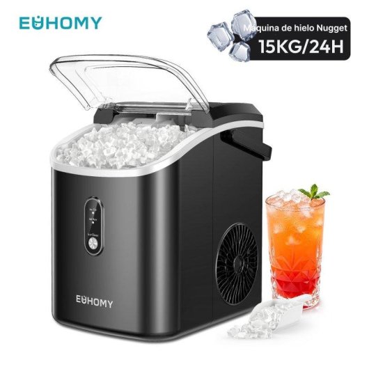 Máquina Para Fabricar Hielo Euhomy 15 kg/24h Granulado Negra
