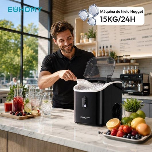 Máquina Para Fabricar Hielo Euhomy 15 kg/24h Granulado Negra