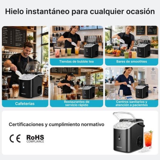 Máquina Para Fabricar Hielo Euhomy 15 kg/24h Granulado Negra