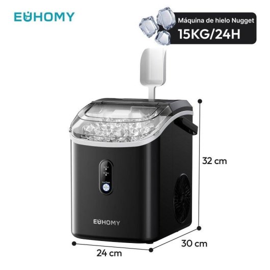 Máquina Para Fabricar Hielo Euhomy 15 kg/24h Granulado Negra