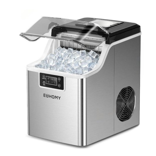Máquina Para Fabricar Hielo Euhomy 20 kg/24 h Cubitos Cuadrados Autolimpieza Plata