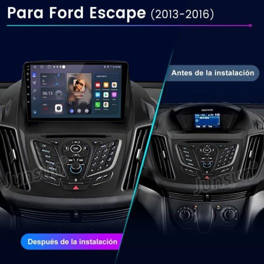 Radiosoc JUNSUN Android 15 9" CarPlay Android Auto DAB+ Ford Escape 2013-2016