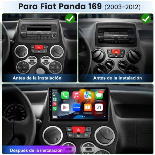 Autoradio JUNSUN 9 Zoll Android 15 2+64 GB CarPlay Fiat Panda