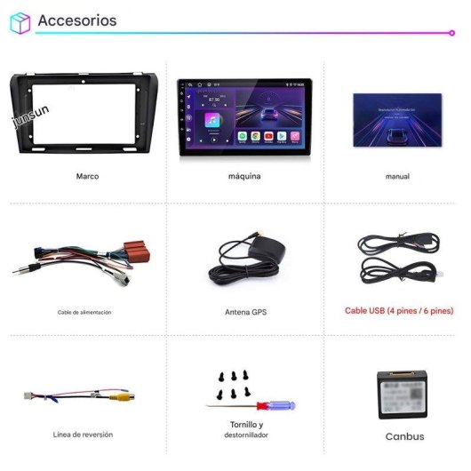 Autoradio JUNSUN Mazda 3 9 pouces Android 15 2+64 Go