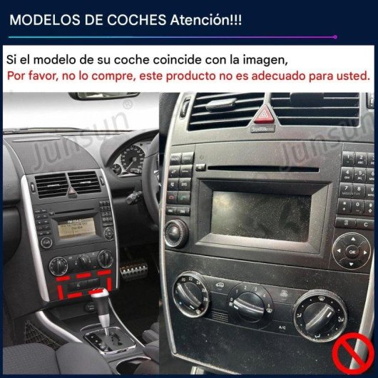 Autorradio JUNSUN 9" Android 15 CarPlay Mercedes-Benz Clase A y B W245 W696 W169