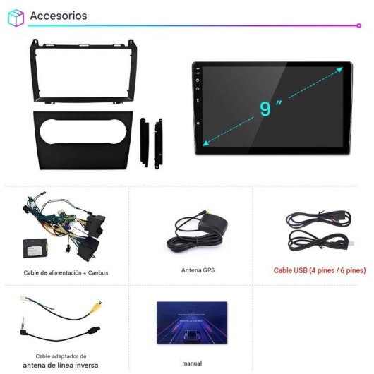 Autorradio JUNSUN 9" Android 15 CarPlay Mercedes-Benz Clase A y B W245 W696 W169