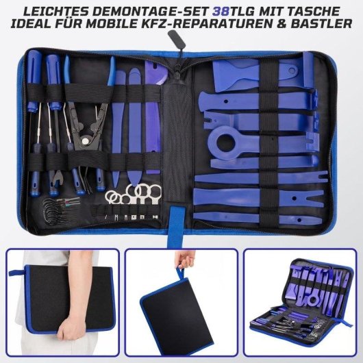 Kit Herramientas Desmontaje Tapicería Coche Rivlox 38 Piezas con Bolsa