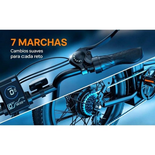 Bicicleta eléctrica URLIFE 500W 48V 13Ah Shimano 7 marchas Frenos de disco 20"