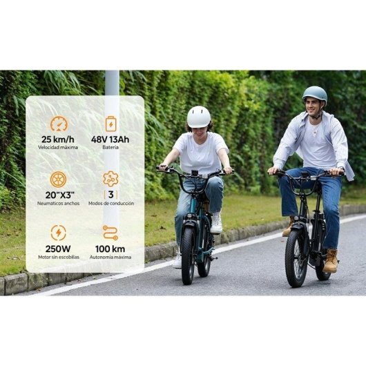 Bicicleta eléctrica URLIFE 500W 48V 13Ah Shimano 7 marchas Frenos de disco 20"