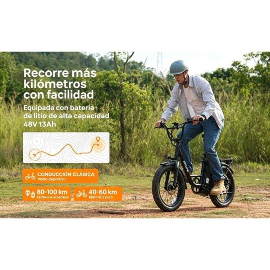 Bicicleta eléctrica URLIFE 500W 48V 13Ah Shimano 7 marchas Frenos de disco 20"