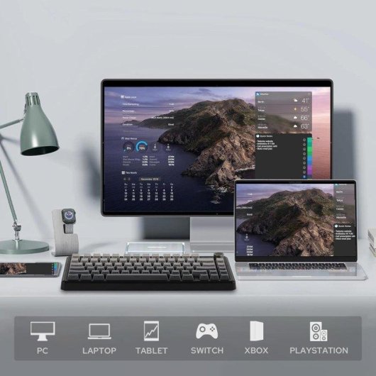 Clavier AULA F75 MAX Gaming mecanique 75% sans fil TFT RGB Hot-Swap Gris
