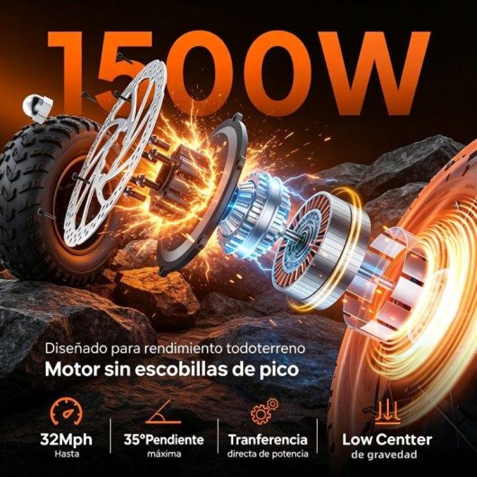 Bicicleta eléctrica URLIFE todoterreno 750 W 48 V 20 Ah 14"