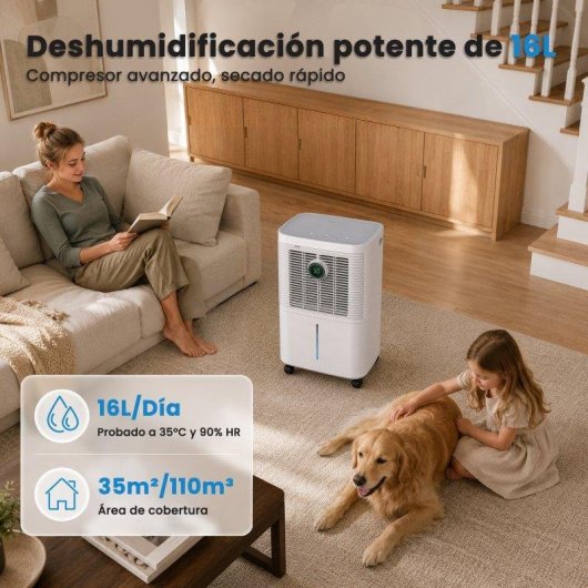 Deshumidificador Ateroll 12L/día Silencioso 200W Modo Sueño