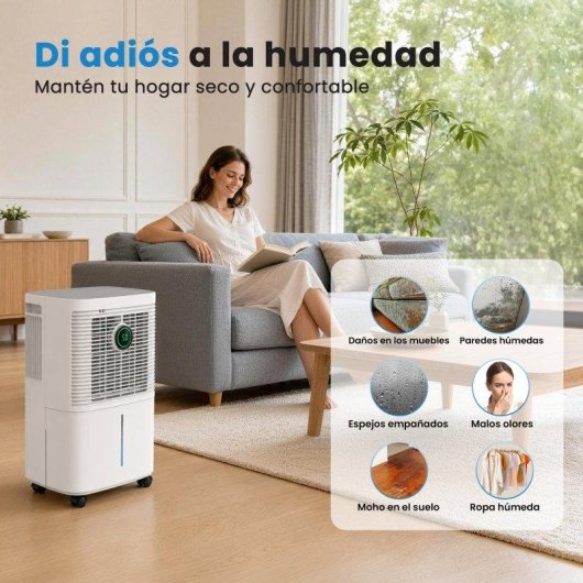 Deshumidificador Ateroll 12L/día Silencioso 200W Modo Sueño