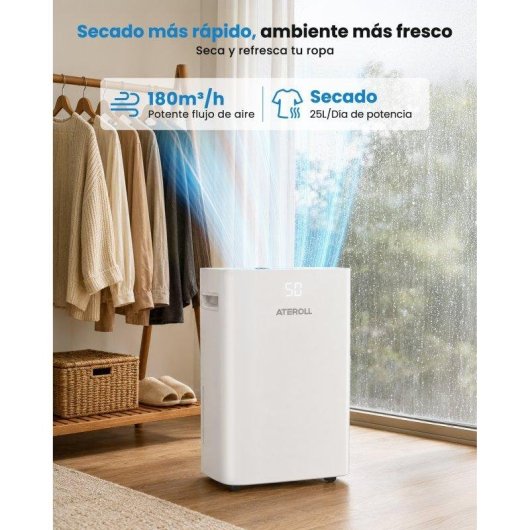 Deshumidificador Ateroll 25 L/día 420 W Higrostato 5 L