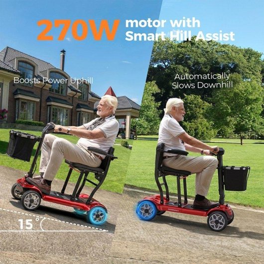Scooter eléctrico plegable HillMiles Ease 2 Pro 4 ruedas 270 W 24 km 19 kg Negro