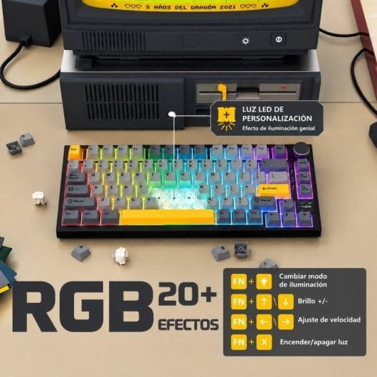 Clavier Ajazz AK820 Pro mecanique 75% sans fil TFT RGB Hot-Swap PBT
