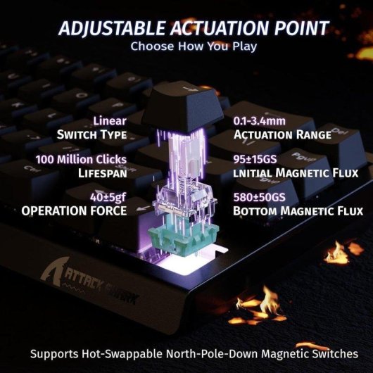 Tastiera ATTACK SHARK X68 HE magnetica 60% Rapid Trigger 8000 Hz RGB PBT USB-C