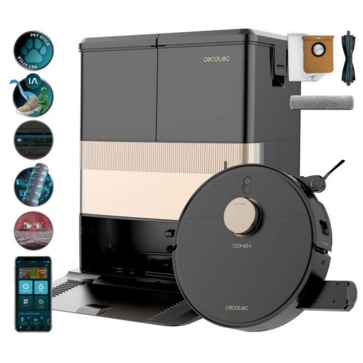 Robot aspirateur laveur Cecotec Conga R500 vidage automatique, laser 25.000 Pa