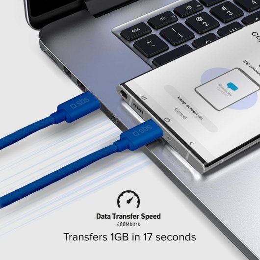 Cable USB-C SBS TECABLETISSUETCCB 1,5 m Bleu