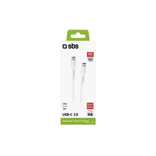 Cable USB-C SBS 1,5 m 100 W USB 2.0 Blanco