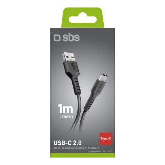 Cable USB SBS USB 2.0 USB-A a USB-C 1 m negro transferencia rápida