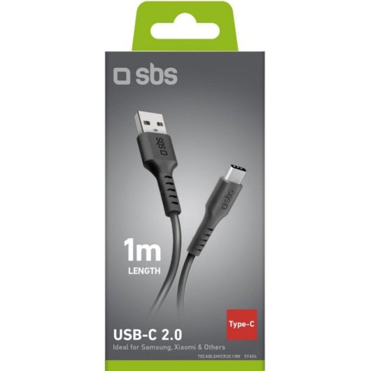 Cable USB SBS USB 2.0 USB-A a USB-C 1 m negro transferencia rápida