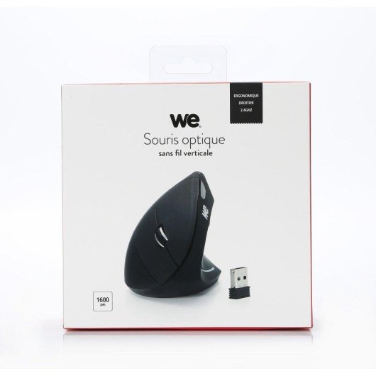 Souris verticale WE WESOURERGOSFIL sans fil 2,4 GHz 2400 DPI noire, 5 boutons