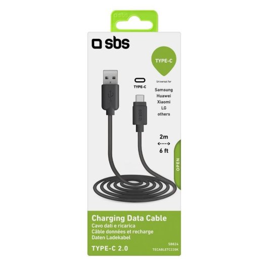 Cavo USB SBS TECABLETC220K 2 m USB A verso USB C USB 2.0