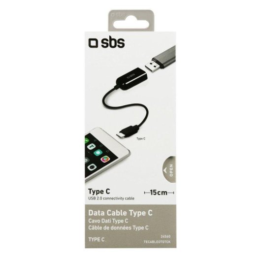 Cabo SBS USB-A para USB-C 2.0 0,15 m preto