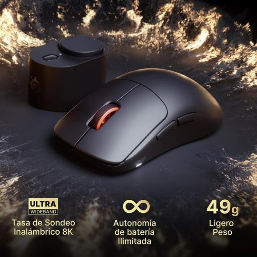 Mouse SteelSeries Sensei Pro Mini wireless 8K nero, 49 g, 6 tasti
