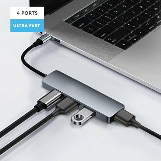 Hub Ekon 4 porte 480 Mbit/s ECITHUB320USBIN metallico