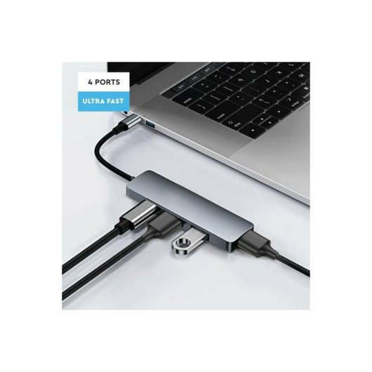 Hub Ekon 4 porte 480 Mbit/s ECITHUB320USBIN metallico